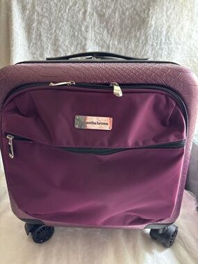 Samantha Brown Wheeled Luggage Burgundy Carry-On Under Seat New